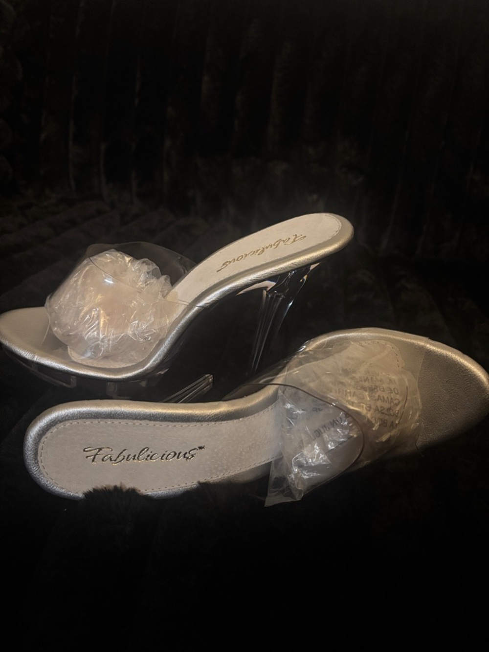 Silver Clear Strap Women's Heeled Sandals